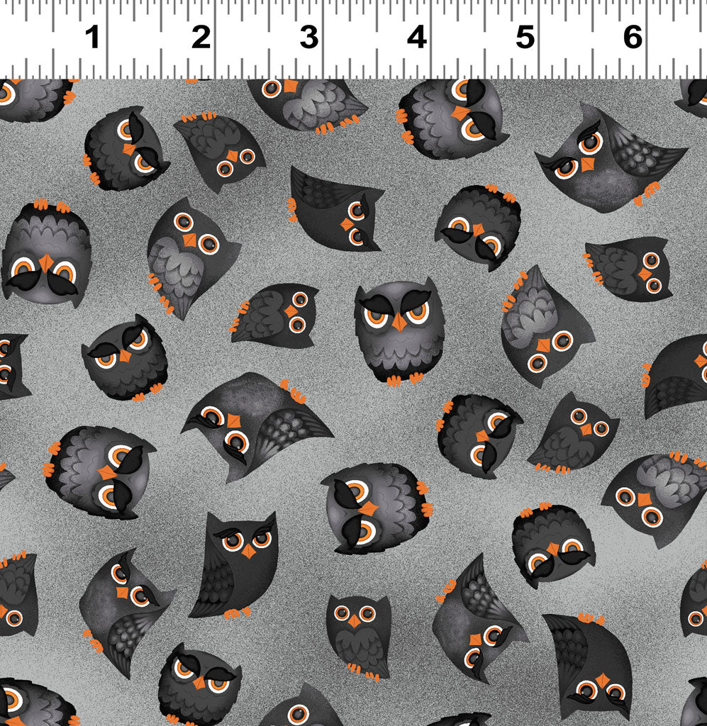 Hey Boo! | Gray Hoot Owls by Michael Zindell for Clothworks | Y3844-6