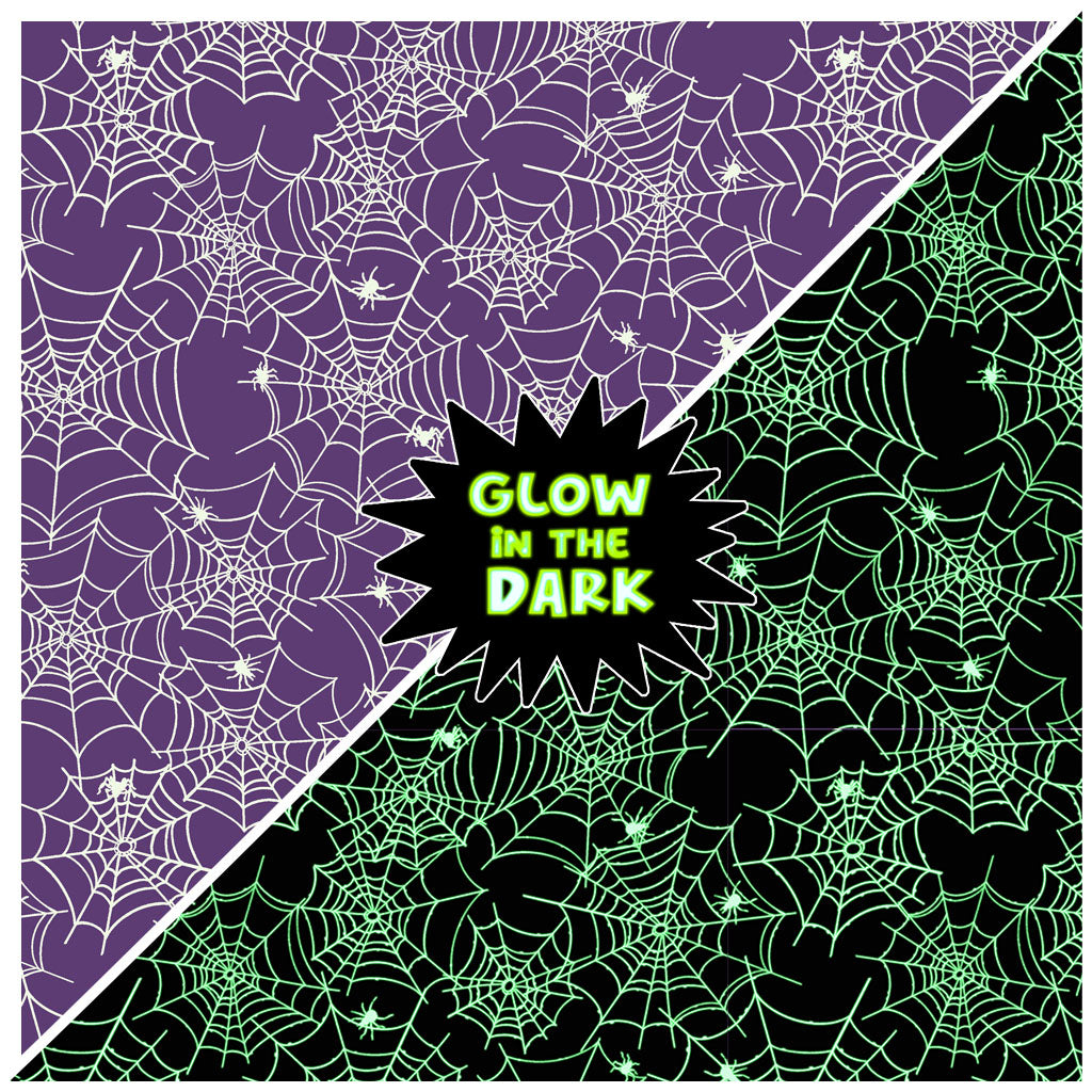 Toil and Trouble | Glow in the Dark Spiderweb Purple by Heatherlee Chan for Clothworks