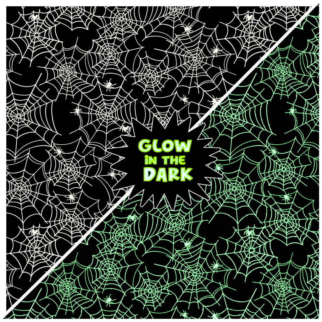 Toil and Trouble | Glow in the Dark Spiderweb Black by Heatherlee Chan for Clothworks