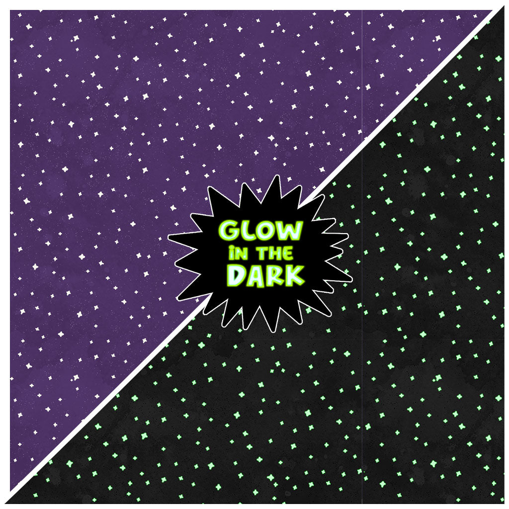 Toil and Trouble | Glow in the Dark Stars Purple by Heatherlee Chan for Clothworks