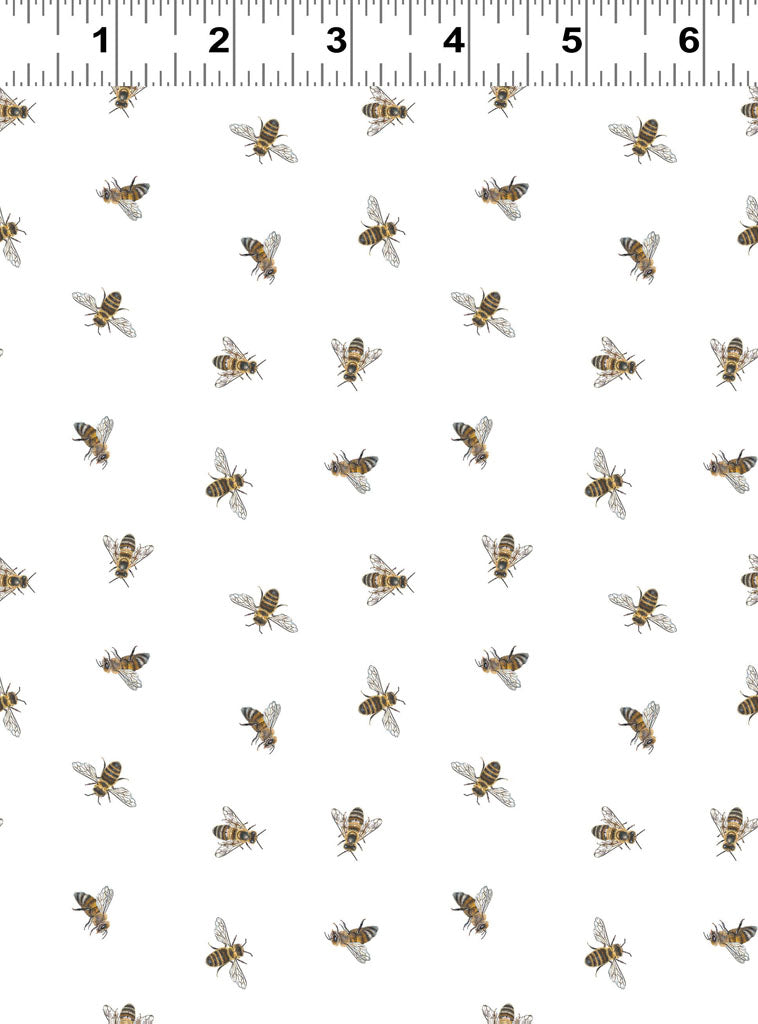 Simple Life | Digital Bees White by Sarah Summers for Clothworks | Y4336-1