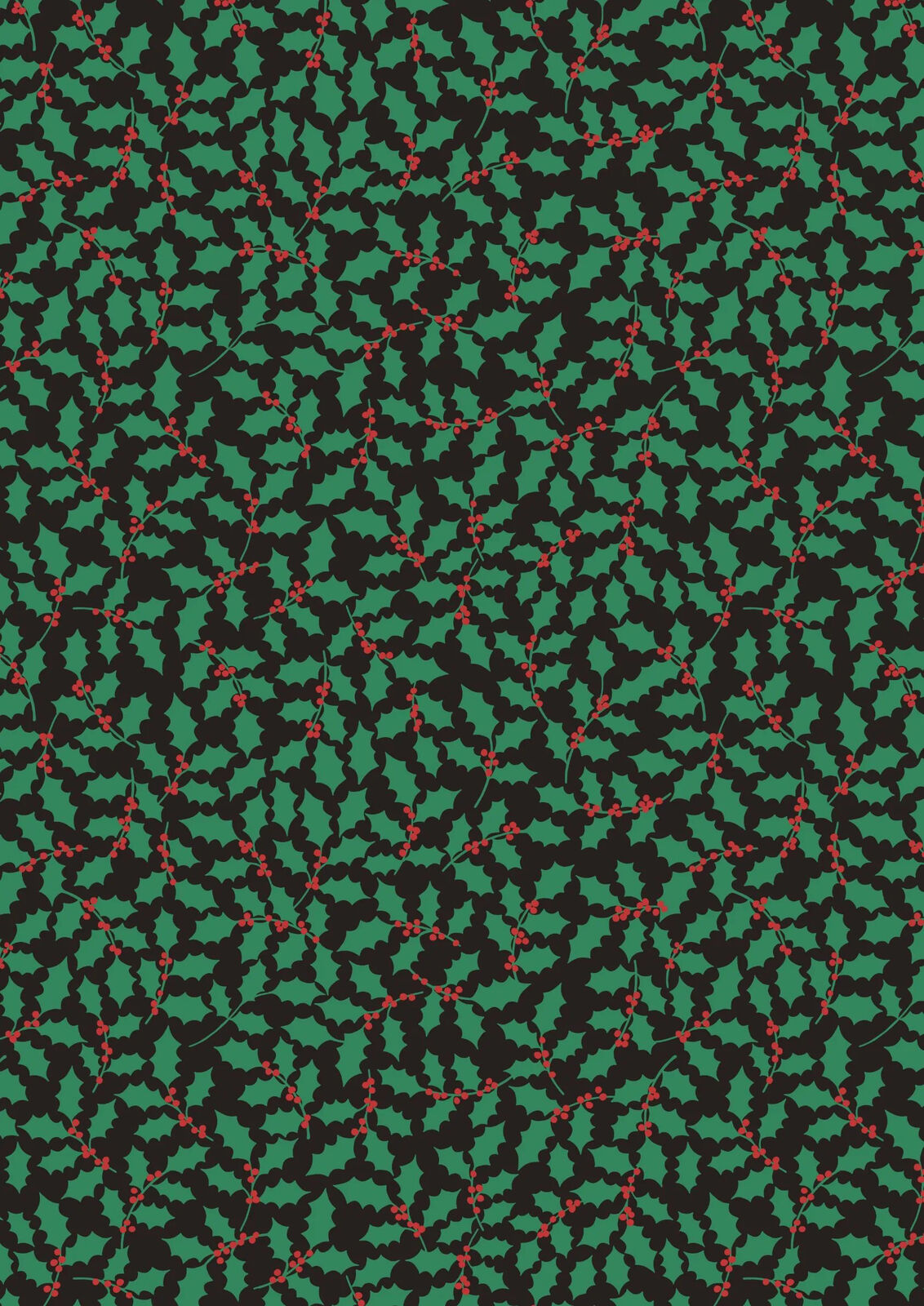 12 Days of Christmas by Lewis & Irene - Holly on Black - Cotton (half yard)