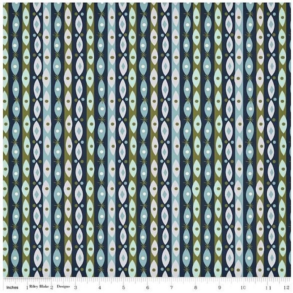 Way Up North by Jill Howarth - Navy North Stripe - holiday fabric (1 yard)