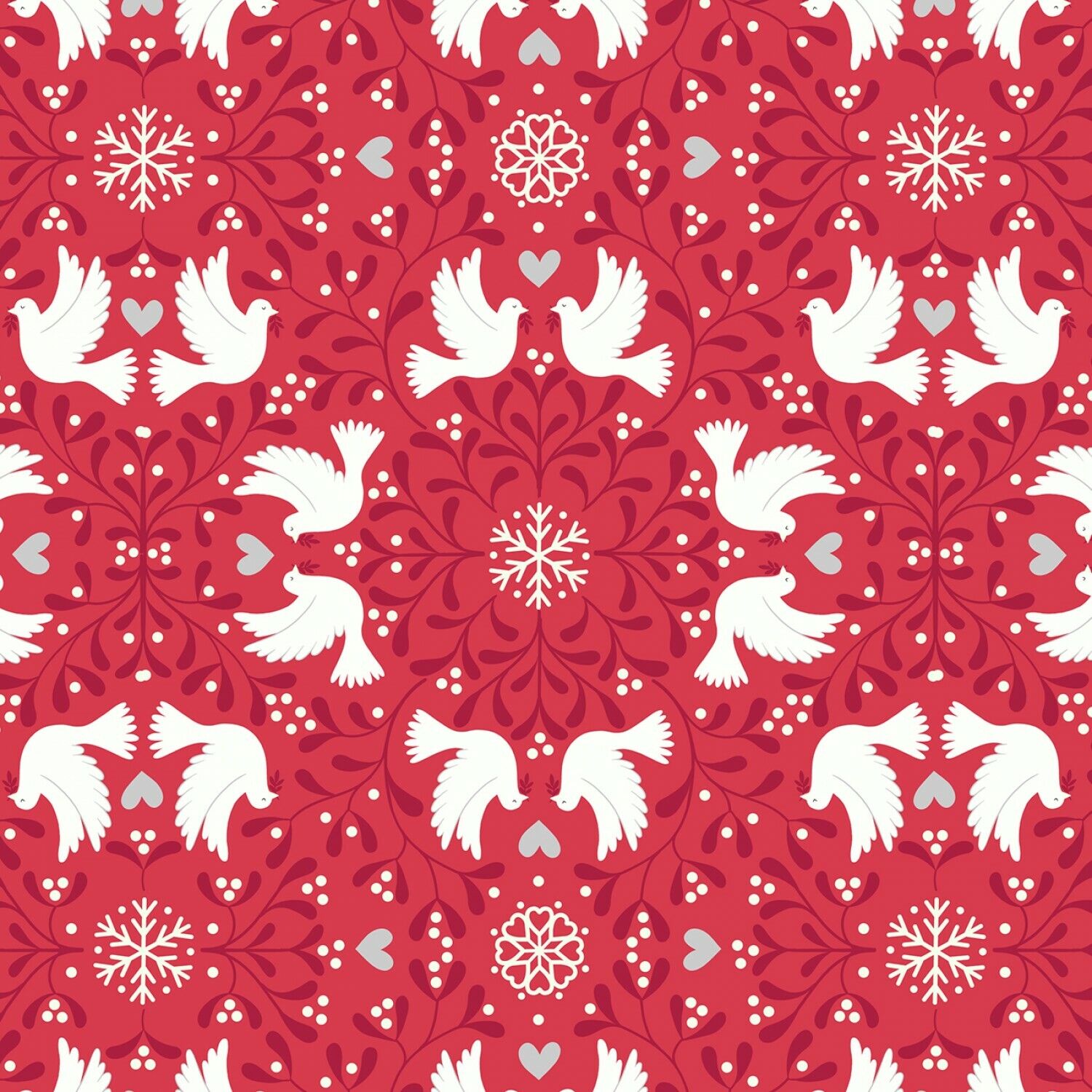Hygge Glow by Lewis & Irene - Scandi Dove on Red *Glow in the Dark*