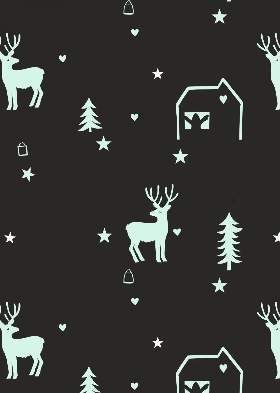 Hygge Glow by Lewis & Irene - Tomte Forest on Charcoal *Glow in the Dark*
