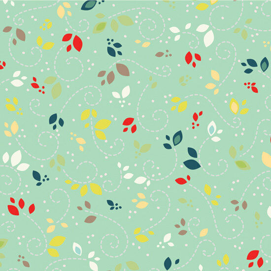 Nested Owls Mint - Swirly Leaves Mint Fabric from AdornIt - 1 Yard