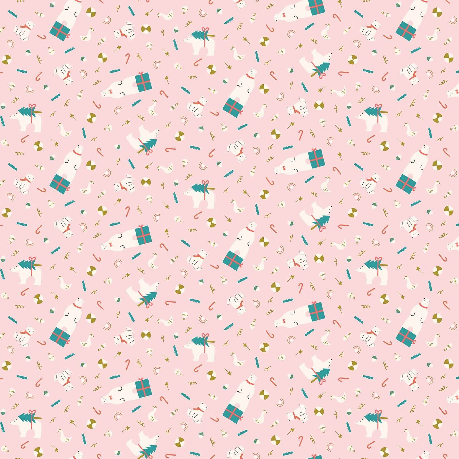 Polar Magic by Figo Fabrics - Bear Presents on Pink (90174M-21) (one yard)