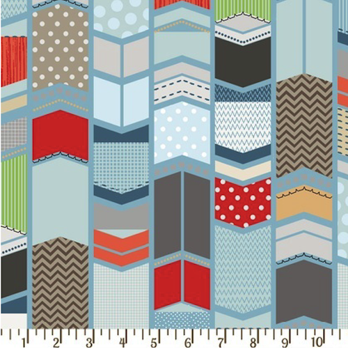 Timberland Critters - Patchwork Arrow Blue from AdornIt - 1 YARD cotton fabric