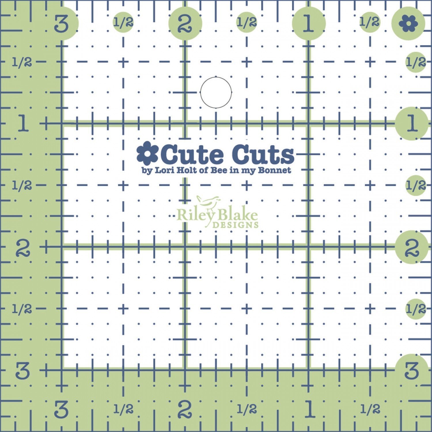 Lori Holt Cute Cuts Square Ruler - 3.5 x 3.5