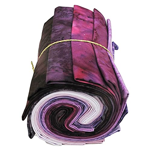 Hoffman California Fabrics Fat Quarter Bundle - 1895 Watercolors Fun Fuchsia Magenta Purples Pinks Batiks 12 Count Quarters (M527.09)