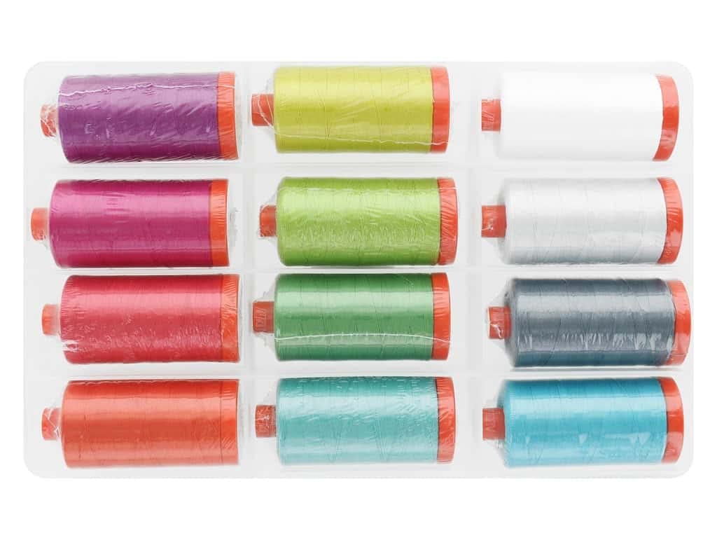 Aurifil USA Color Crush Collection 50wt 12 Large Spools Thread, Multi