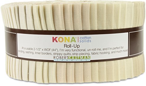 Robert Kaufman KONA COTTON SOLIDS NOT QUITE WHITE Roll Up 2.5 Precut Cotton Fabric Quilting Strips Jelly Roll Assortment RU-428-40 by Robert Kaufman Fabrics