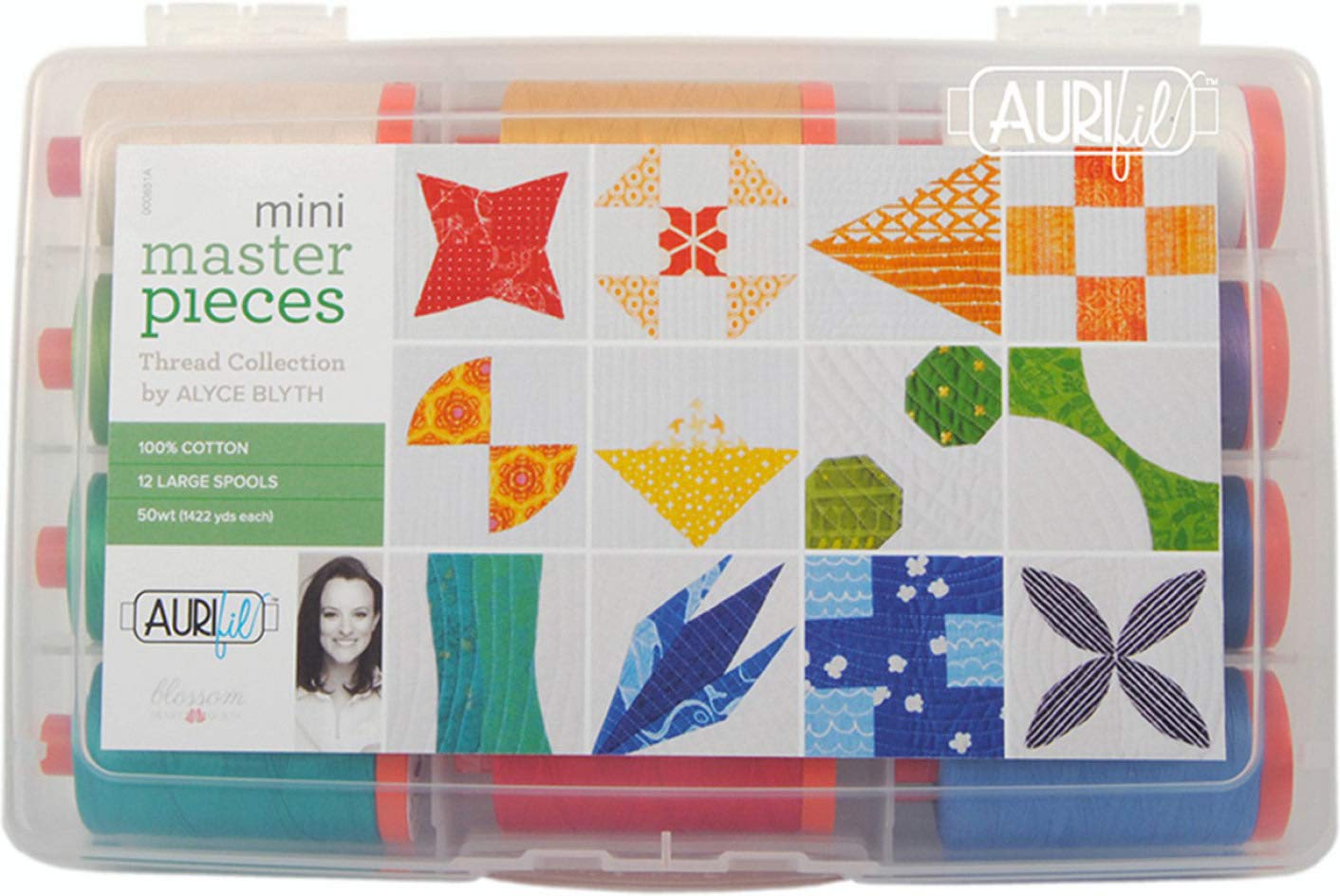 Aurifil USA Alyce Blyth Mini Masterpieces Collection 50wt 12 Large Spools Thread, Mulitple