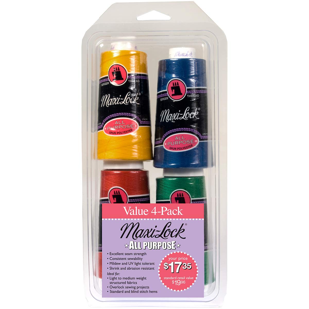 American Efird Maxi-Lock All Purpose Value Pack 4/Pkg-Brights