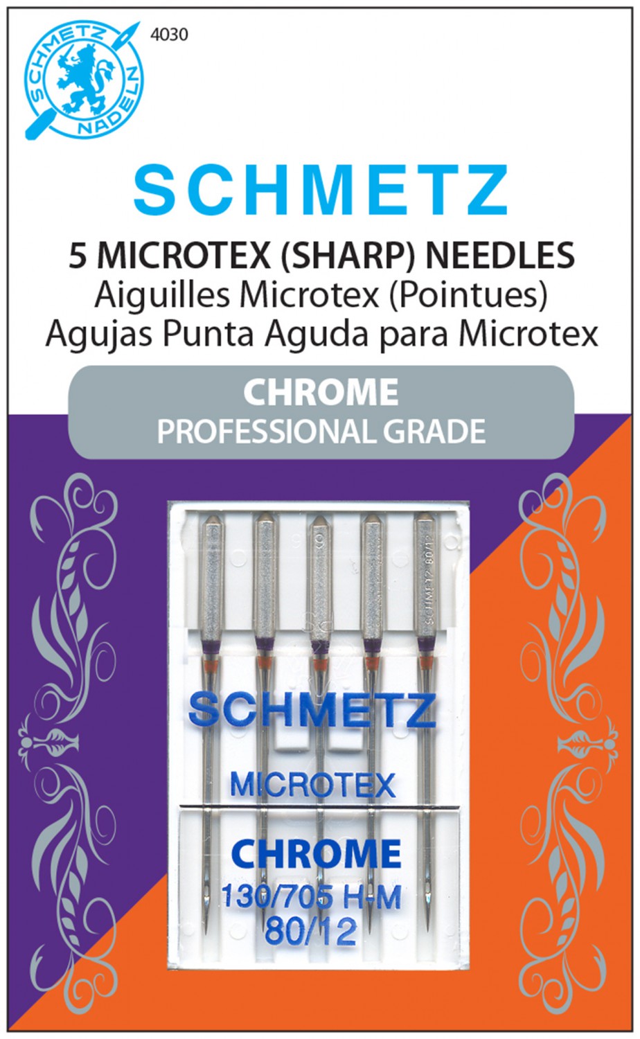 Schmetz Chrome 80/12 Microtex Needles 5ct