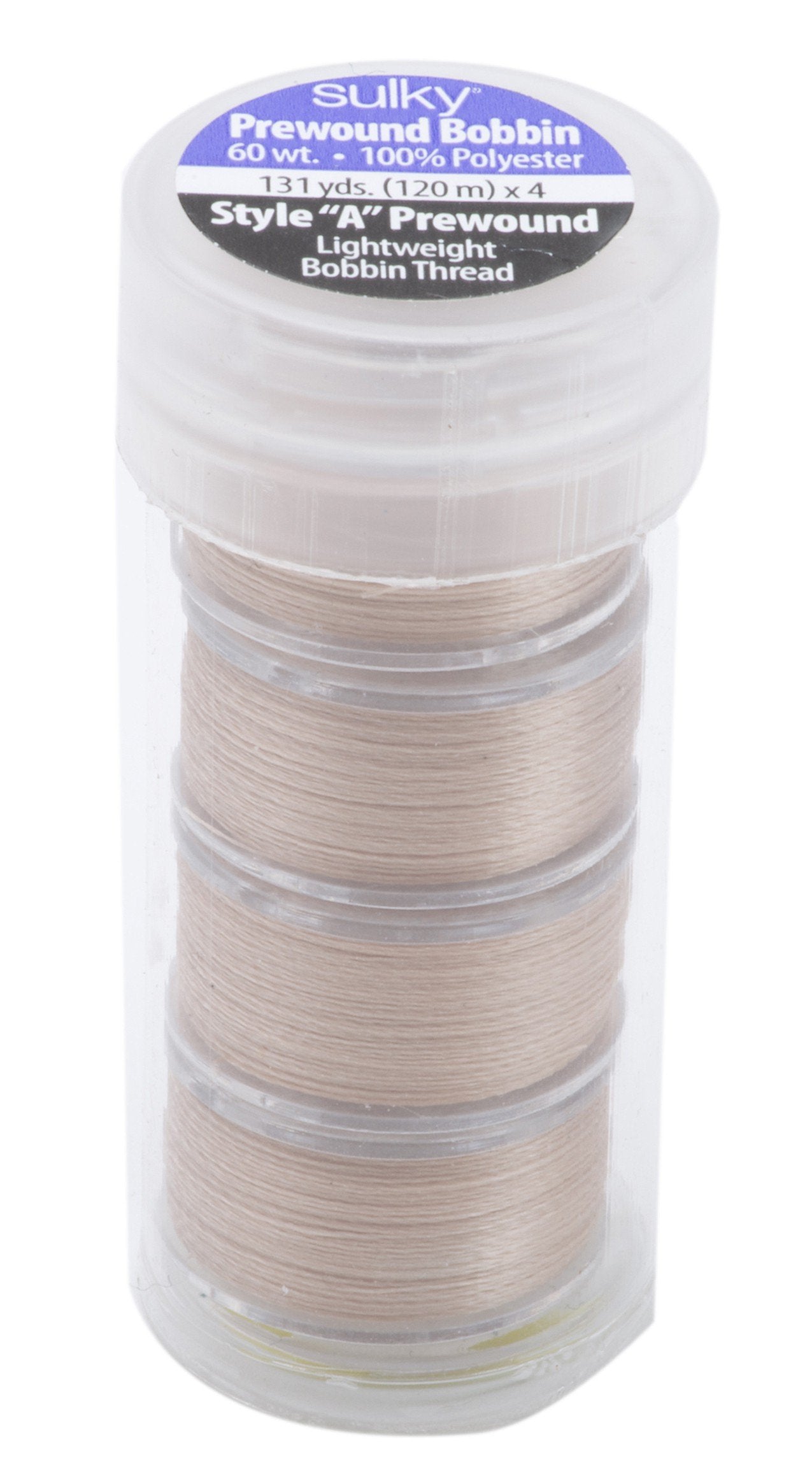 Sulky Of America 4 Count Polyester Prewound Bobbins in a Tube, Deep Ecru