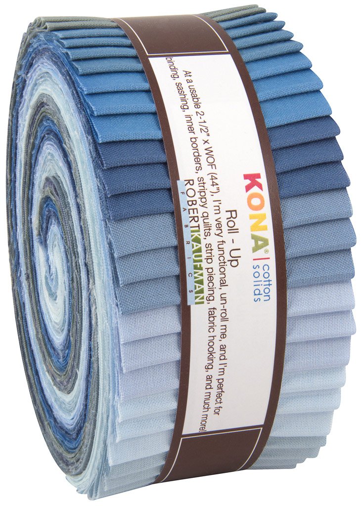 Robert Kaufman KONA COTTON SOLIDS OVERCAST Roll Up 2.5" Precut Cotton Fabric Quilting Strips Jelly Roll Assortment RU-425-40