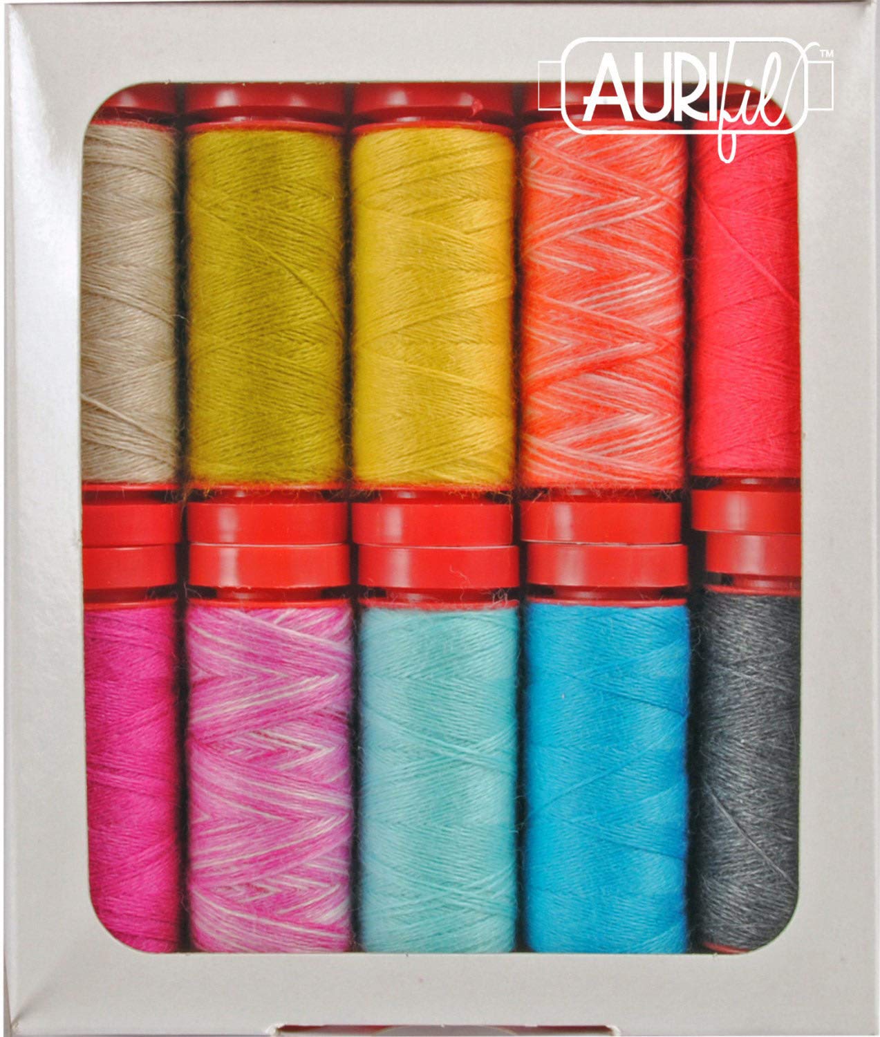 Aurifil USA Modern Crewel Work Collection 12wt 10 Small Spools Thread, Mulitple