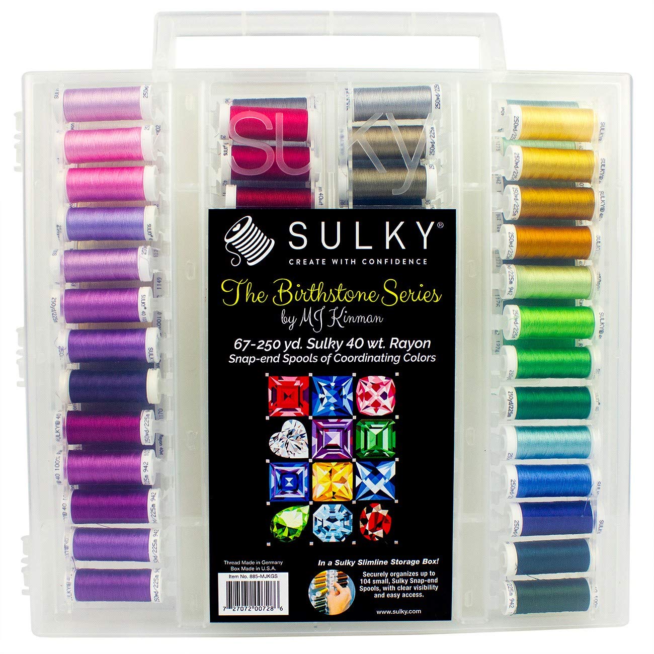 Sulky Of America MJ Kinman Birthstone Slimline Assortment 67 Spools 942 for Entire Series Thread, multiple