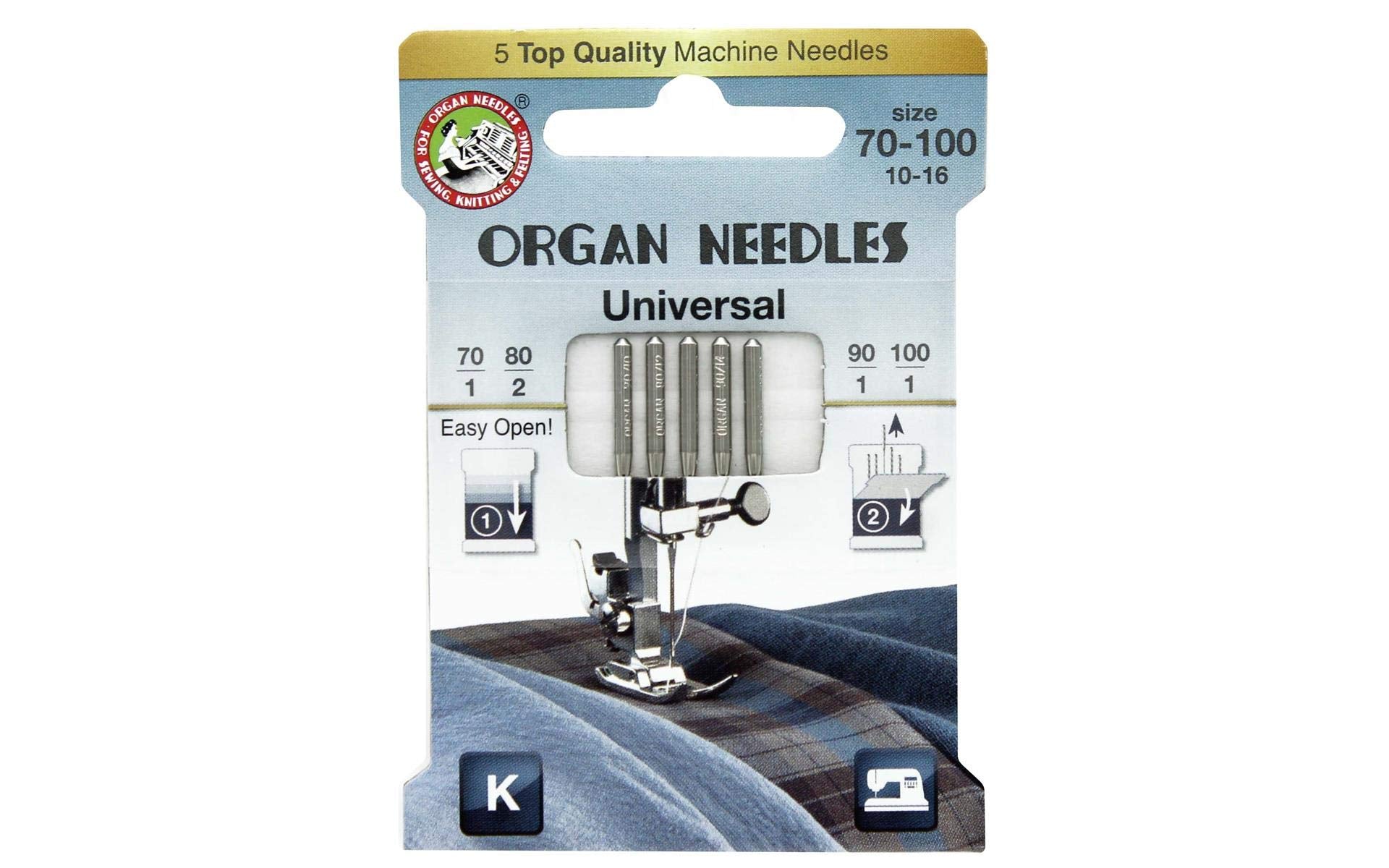 ORGAN NEEDLES Universal Assortment (1 ea 70/90/100-2ea 80) Eco Pack Needles