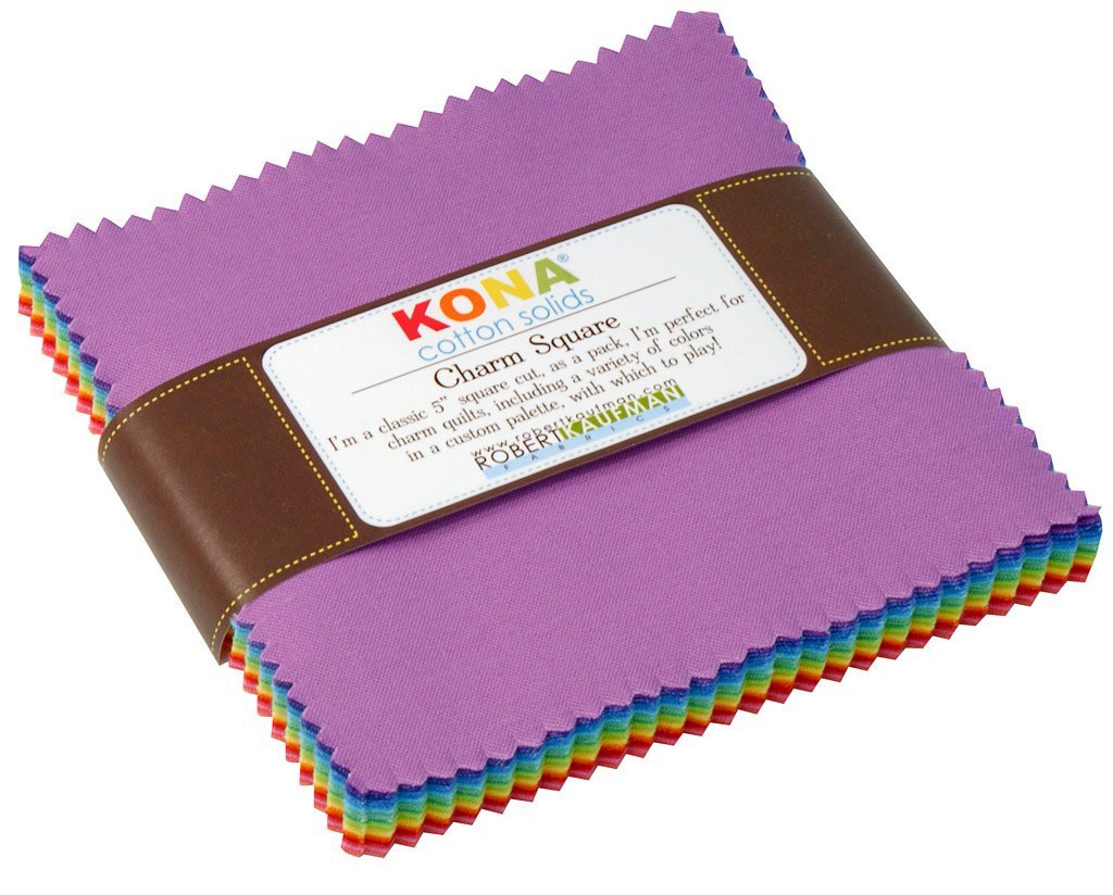 Kona Cotton Solids New Bright Charm Square 41 5-inch Squares Charm Pack Robert Kaufman CHS-137-41,Assorted