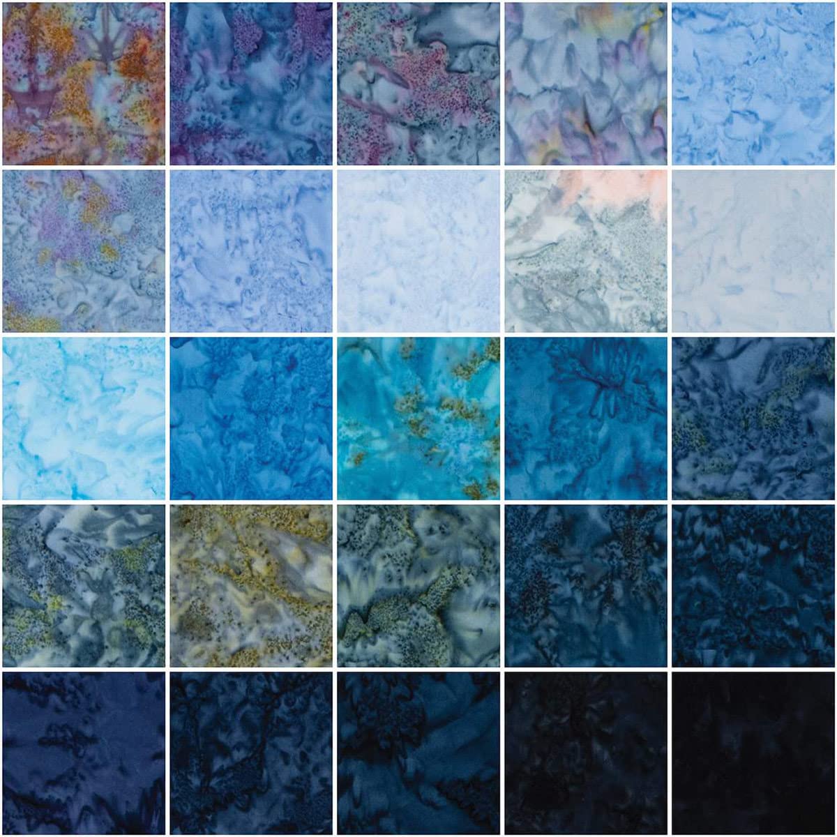 Batiks Expressions Shades of Blue 5" Stacker 42 5-inch Squares Charm Pack Riley Blake 5-SHDBL-42