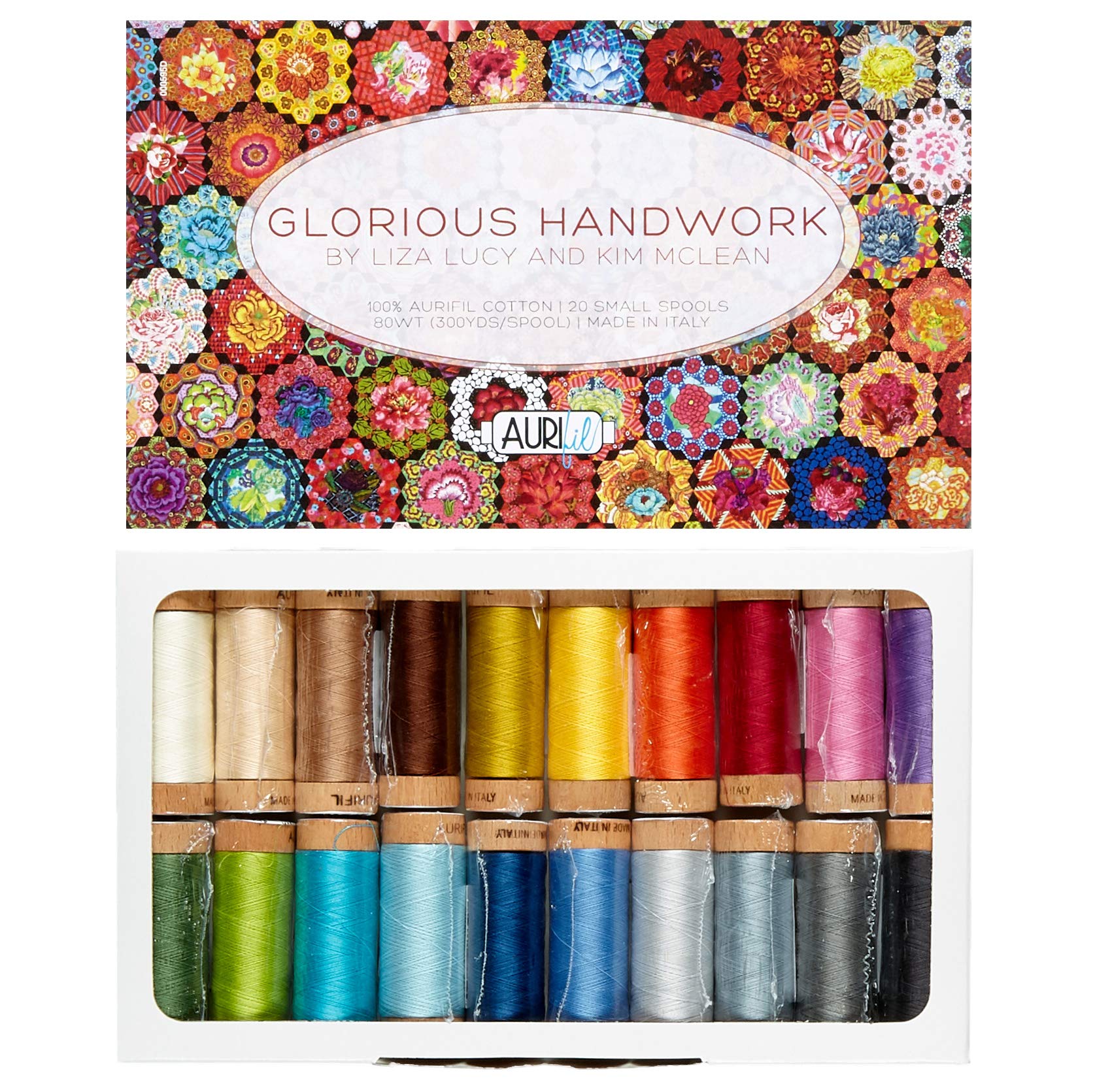 Aurifil Glorious Handwork by Liza Lucy & Kim McLean - 20 spools 80wt Multi