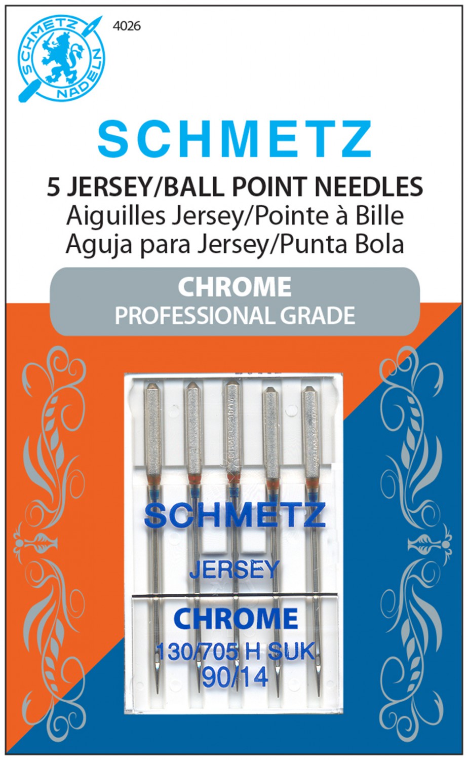 Schmetz Chrome 90/14 Jersey/Ball Point Needles 5ct