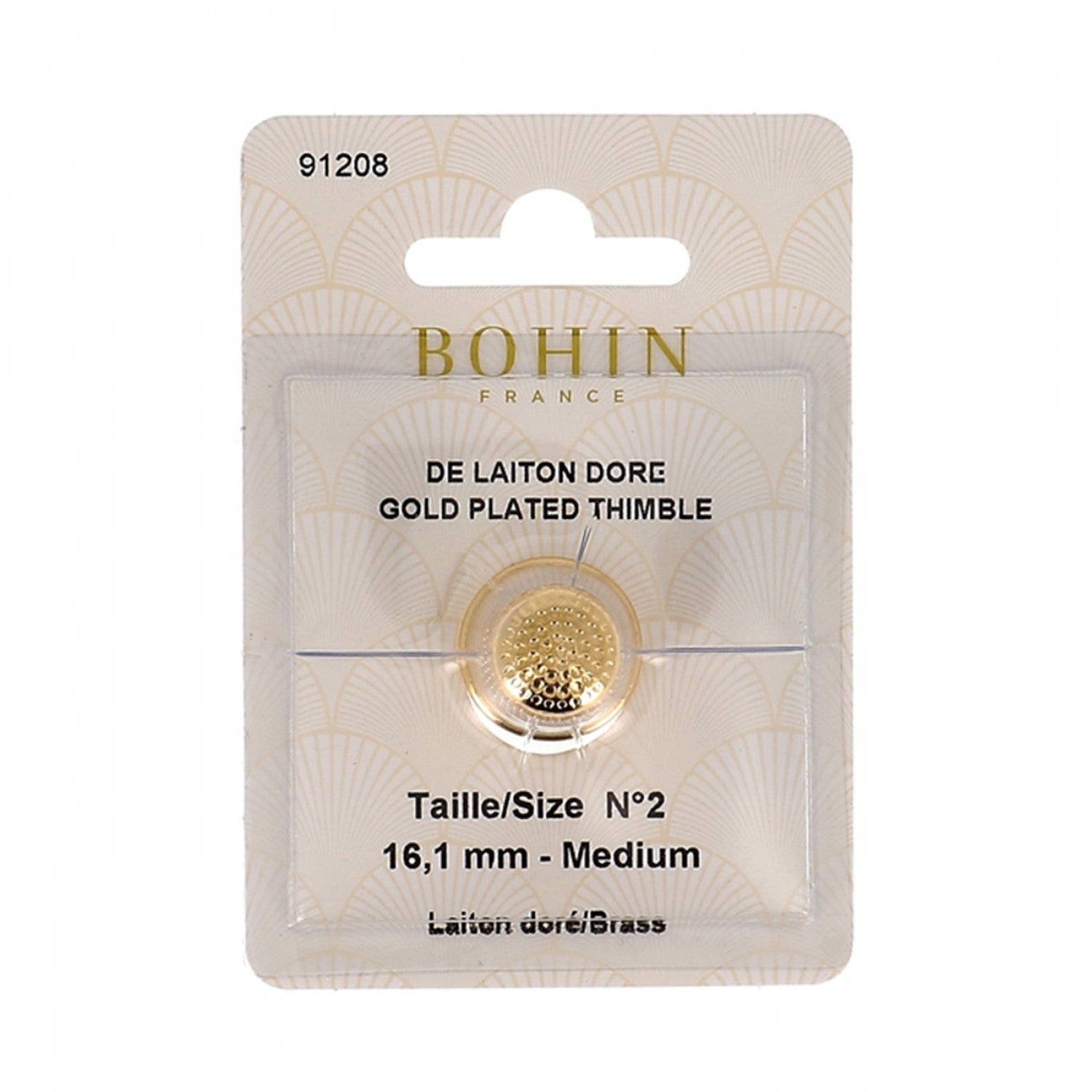 Bohin Gold Plated Brass Thimble - (Medium)