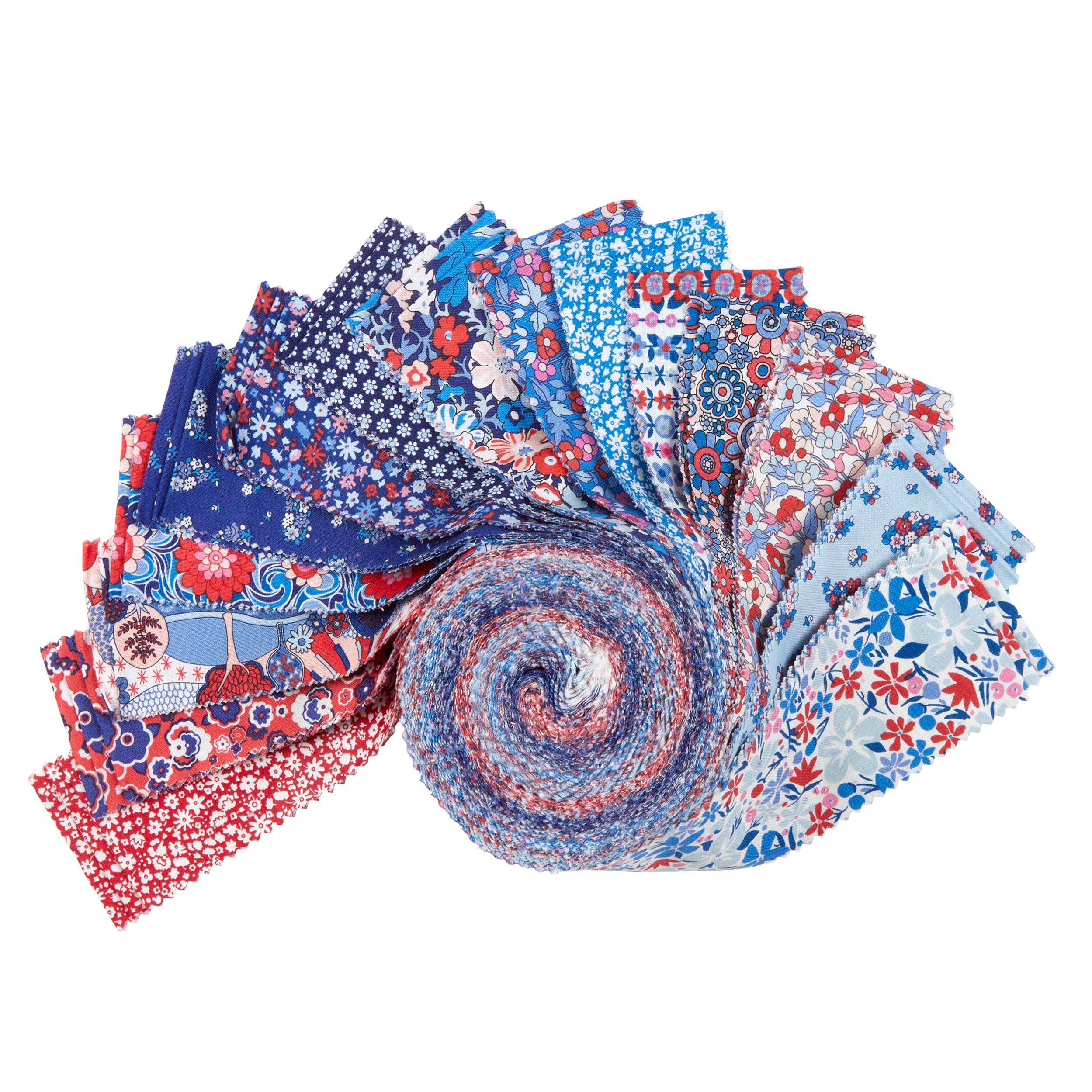 Riley Blake Designs Liberty Fabrics Carnaby Retro Indigo 2.5'' Rolie Polie 40pcs, Multi Yard