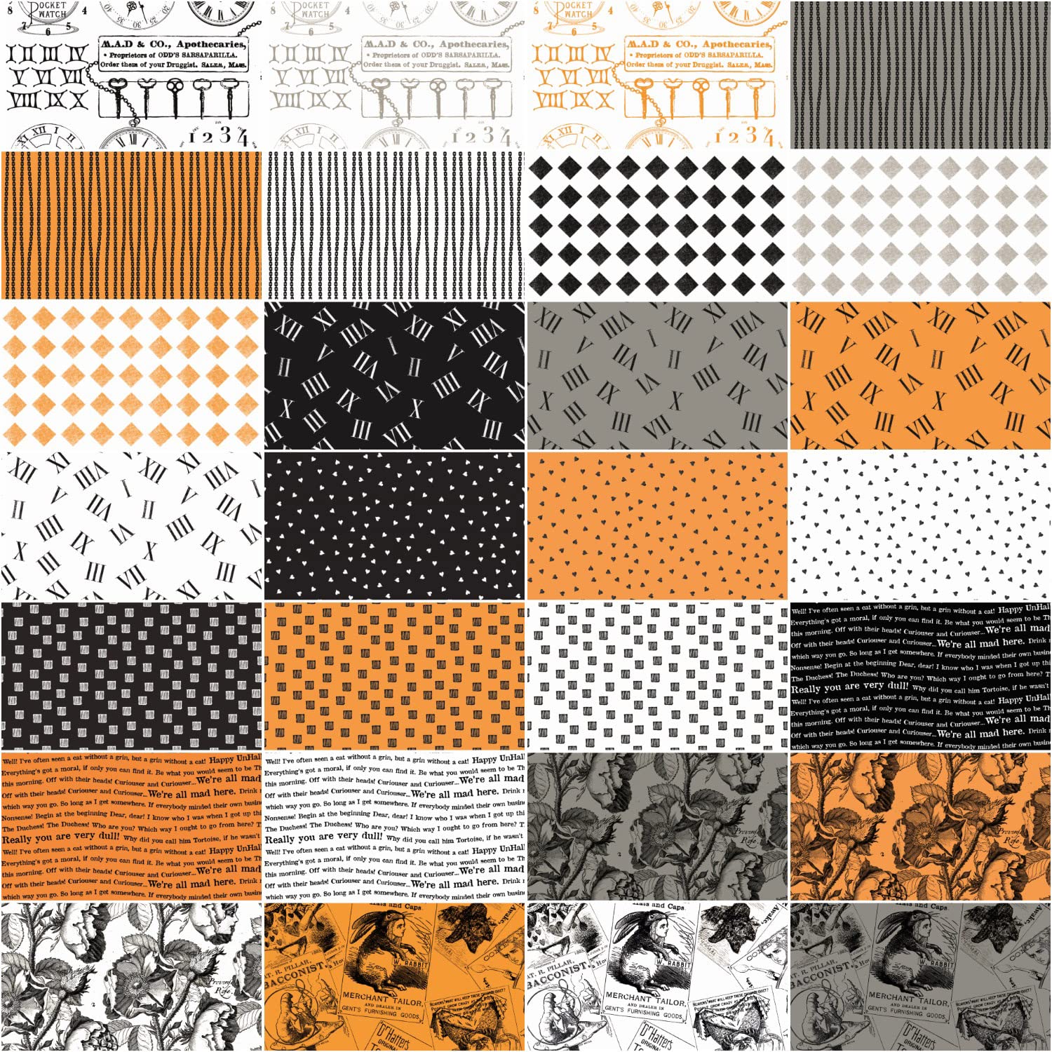 Riley Blake Designs Riley Blake Digital Mad Masquerade Fat Quarter Bundles 28 Pcs, Multi