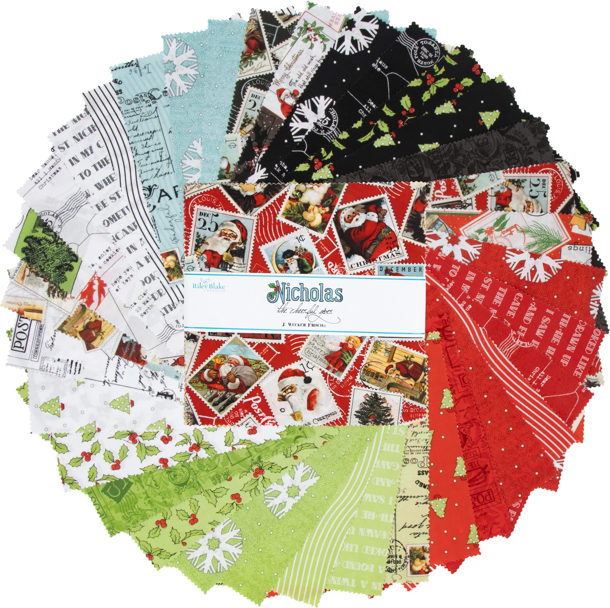 Riley Blake Designs J Wecker Frisch Nicholas The Cheerful Giver 10'' Stacker 42 10-inch Squares Riley Blake 10-12330-42, Assorted