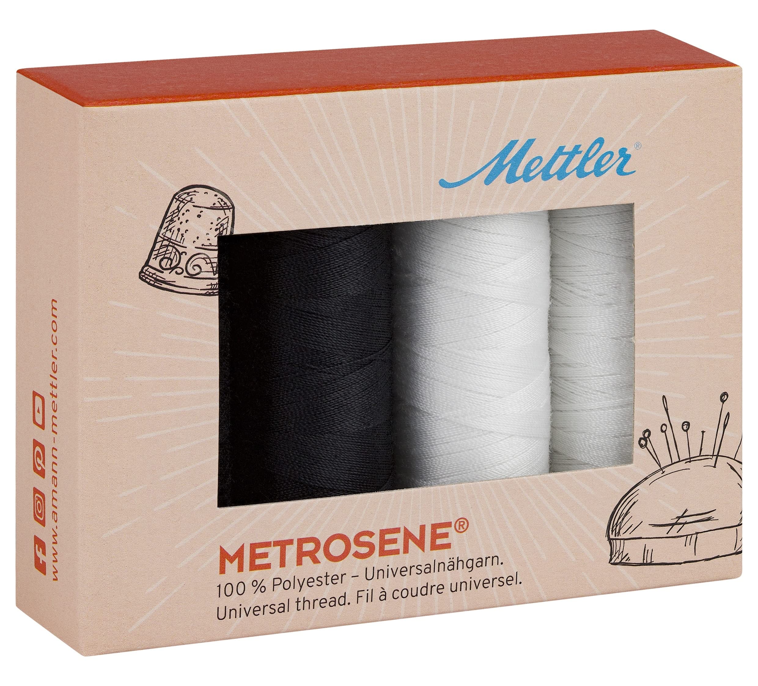 Mettler Metrosene 4 Set Black and White Thread spools