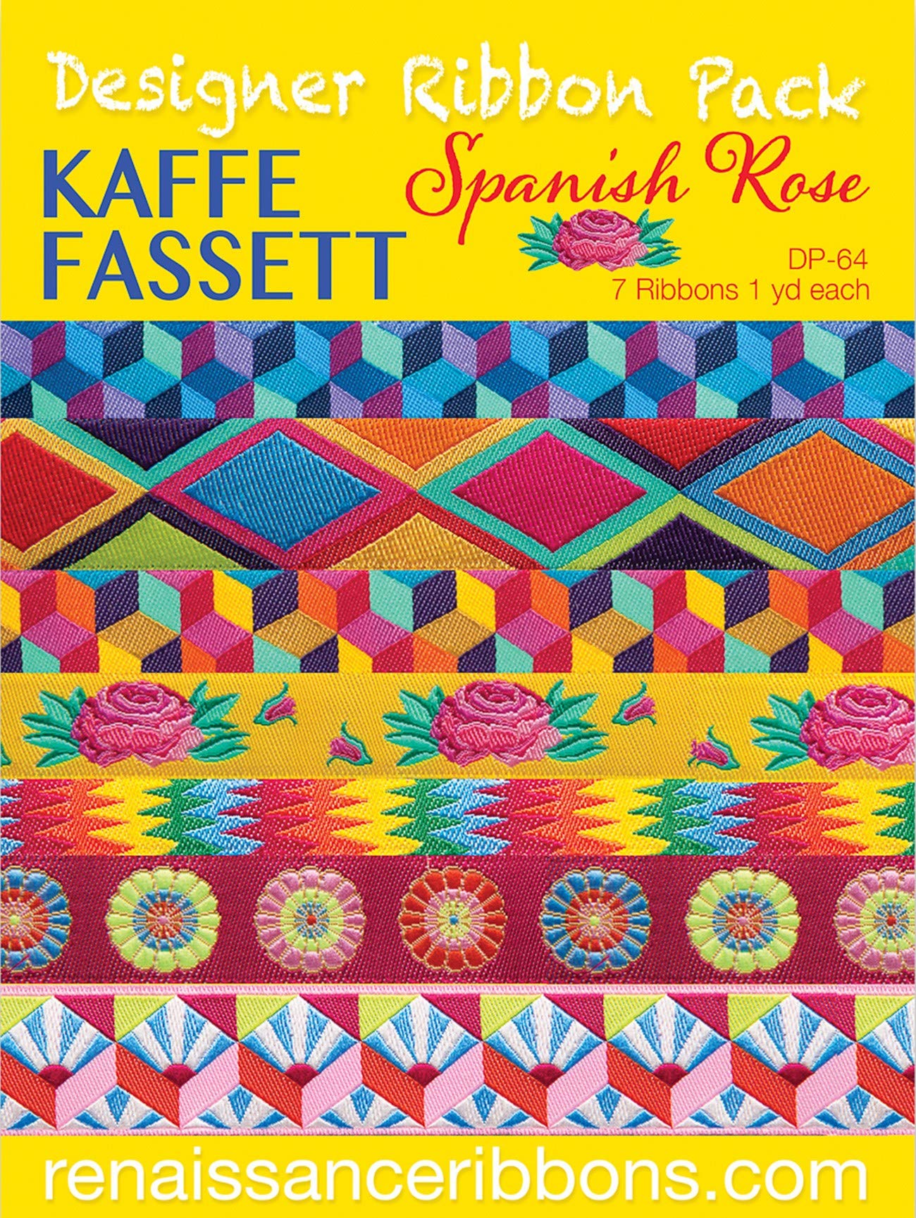 Renaissance Ribbons Inc Kaffe Fassett Spanish Rose Designer Ribbon Pack