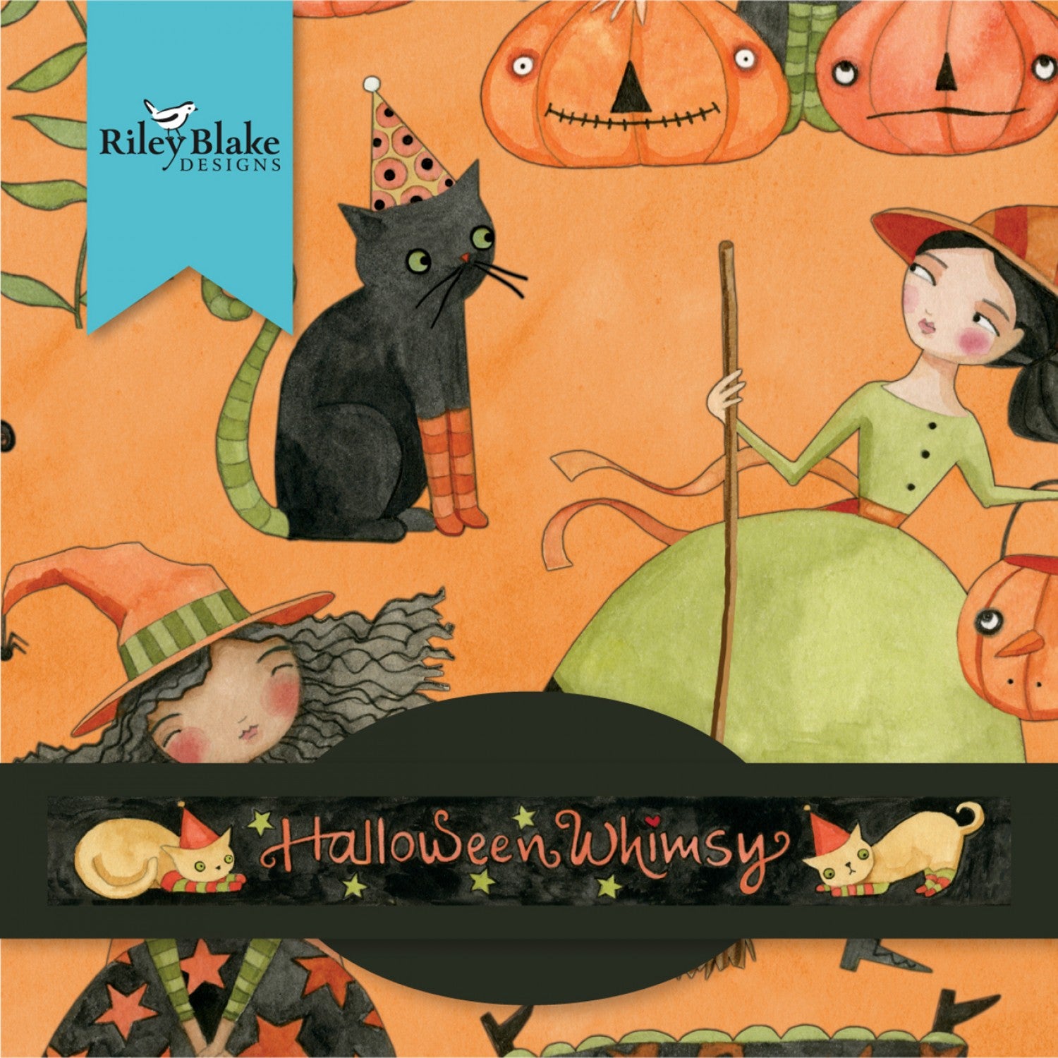 Halloween Whimsy - Orange Stars on Black