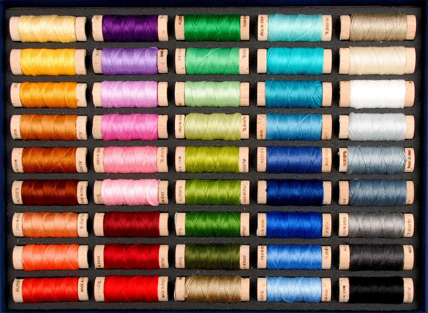Aurifil Best Selection AuriFloss Box - 45 small spools of Cotton Floss