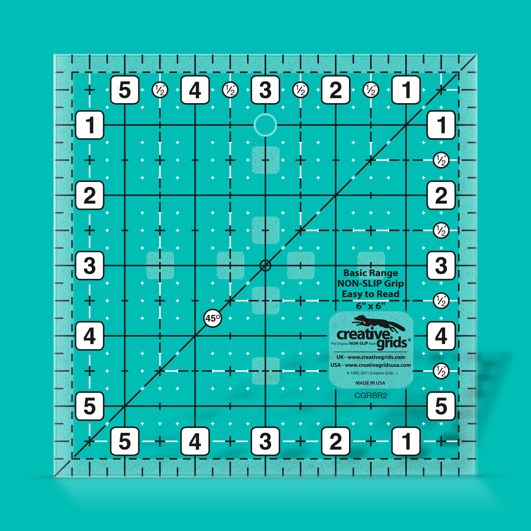 Creative Grids Basic Range Quilt Ruler - 6.5-inch Square