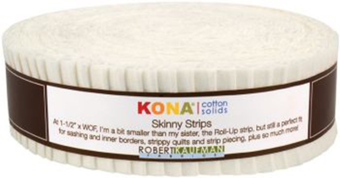 Kona Cotton Solids 1.5-inch Skinny Strips - Snow (40 strips)