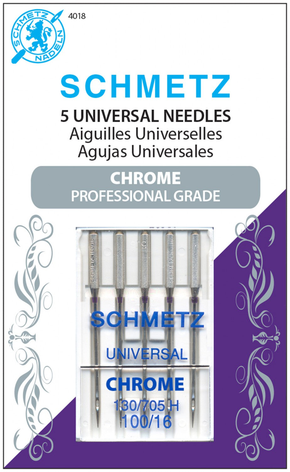 Schmetz Chrome 100/16 Universal Needles 5ct