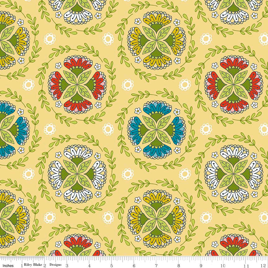 Dutch Treat - Dutch Wreath Yellow - Riley Blake cotton fabric (1 yard)