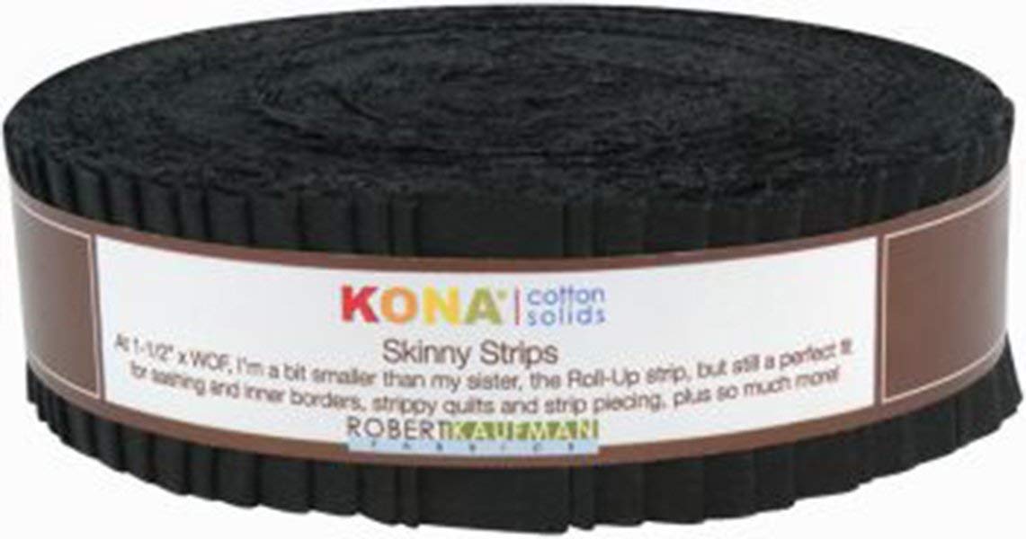 Kona Cotton Solid 1.5-inch Skinny Strips - Black (40 strips)
