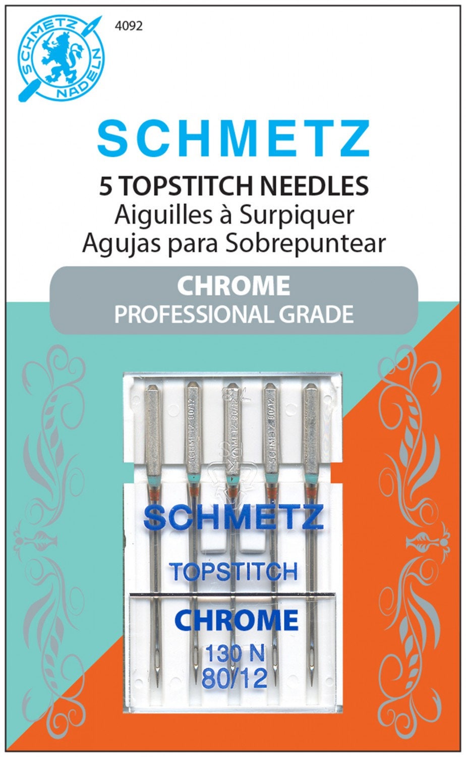 Schmetz Chrome Topstitch Needles - Size 80/12 - Item #4092