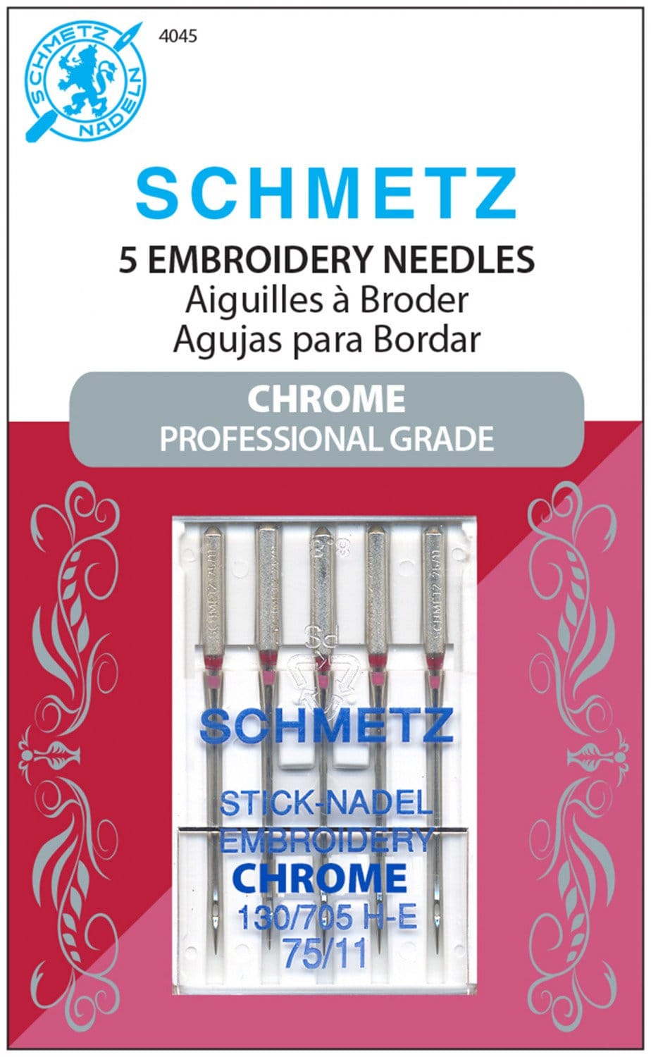 Schmetz Chrome Embroidery Needles - Size 75/11 - Item #4045