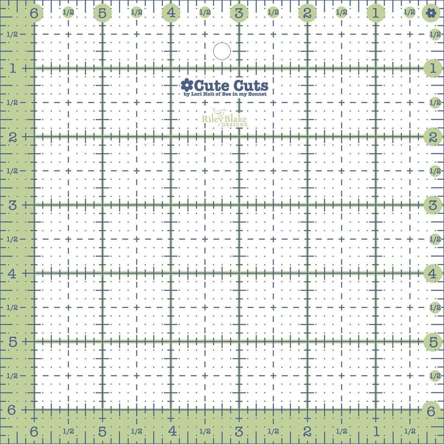 Lori Holt Cute Cuts 6.5" x 6.5" Square Ruler from Riley Blake Designs STCC-5538