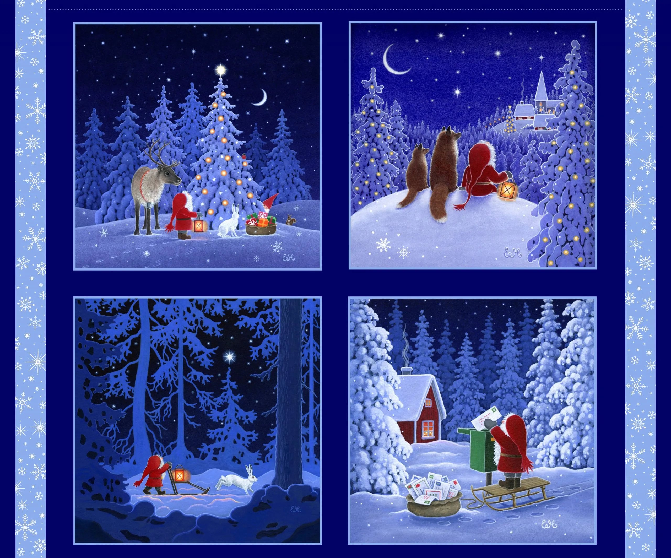Tomtens Village - Christmas Cushion Panel - (36" x 44")
